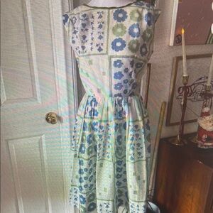 Floral Blue and White Dress